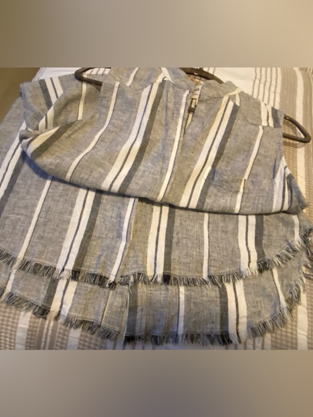 cloth & stone Anthropologie Gray and White Striped Collared Dress - Picture 7 of 7